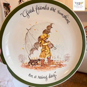 Vintage Holly Hobbie decorative ceramic plate- Good friends‎ are sunshine